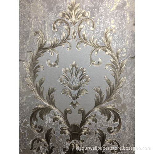 Damask vinyl PVC wallpaper for interior home decoration